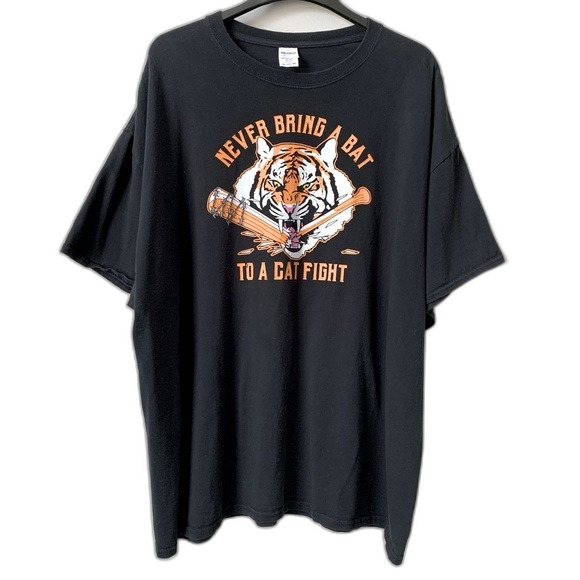Never Bring a Bat to a Cat Fight Graphic Tee The Walking Dead Negan Ezekiel - Picture 1 of 5